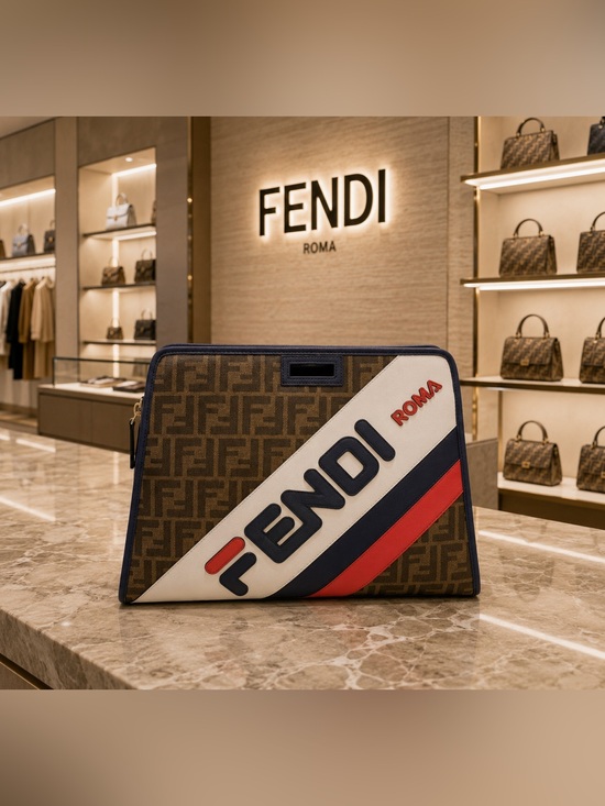 Fendi Handbags - Authentic Fendi x FILA FendiMania Zucca Logo Clutch Pouch w/ COA & Dust Bag